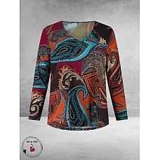 PLUS BASICS Shirt Tee V Slim Langmouw Liberty